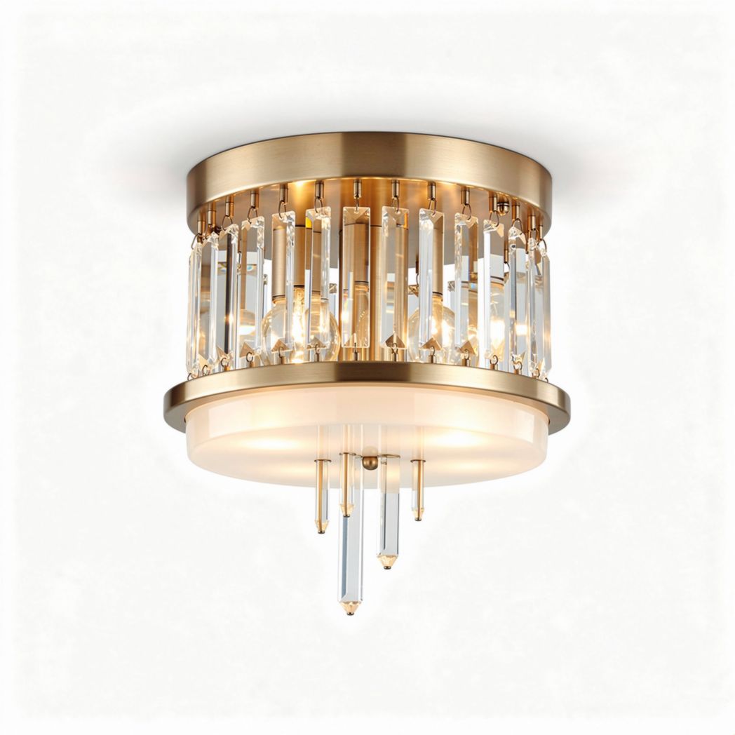 Plafondlamp van messing met kristallen accenten voor in huis - 30 x 30 x 15cm