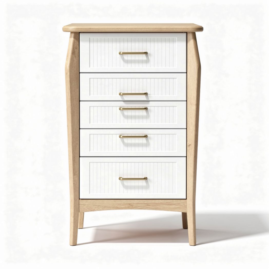 Kast met vier lades voor de slaapkamer - Hout en witte afwerking - 40 x 30 x 90cm